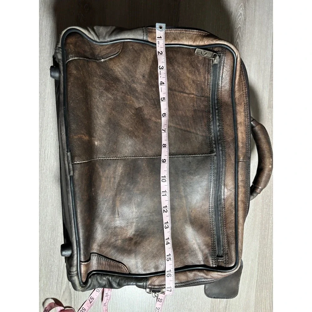 Avenues in America Mens Brown Leather Briefcase Laptop Bag Distressed Vintage